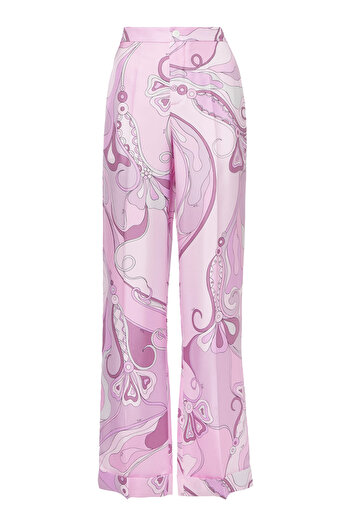 Pucci Orkide Desenli İpek Twill Pantolon