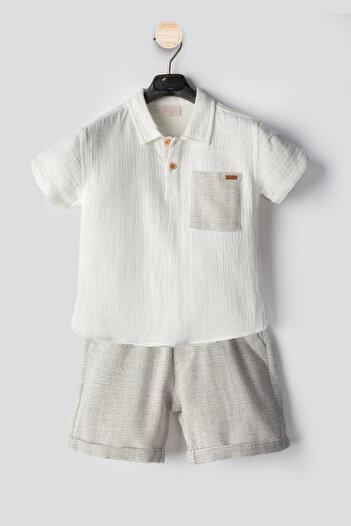 Ofislot Baby Boy Suit Boy's Summer Suit Baby Boy Shorts Suit Linen Baby Boy Top and Bottom Suit