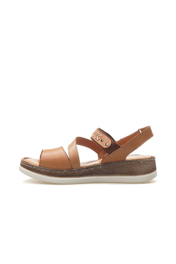 Mammamia Women's Genuine Leather Heeled Daily Sandals 25Y D25Ys-2540 Z Tan
