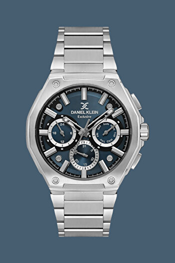 Daniel Klein Exclusif Men's Wristwatch 3 Atm Water Resistant Silver Color Steel Band Gift Bracelet