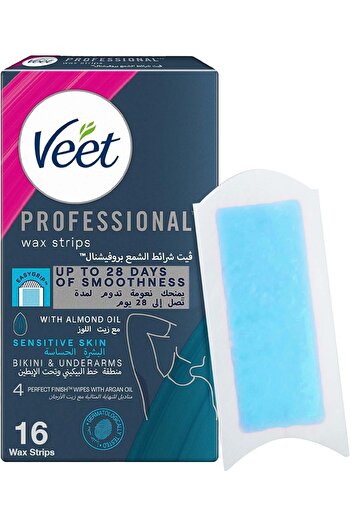Veet Hair Removal Easy-Gel Wax Strips Bikini & Underarm for Sensitive Skin, Soothing Blue Cornflower