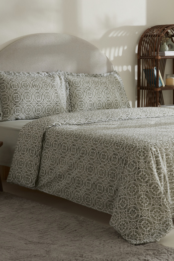 Karaca Home Lea Green Double 100% Cotton Duvet Cover