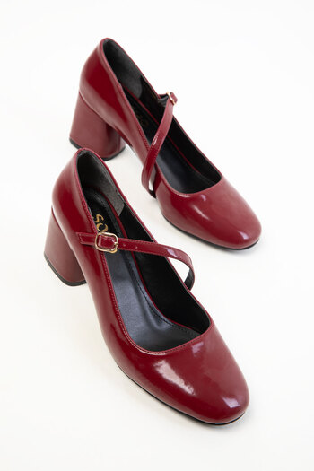 SOHO Claret Red Patent Leather Women's Classic Heeled Shoes 20417