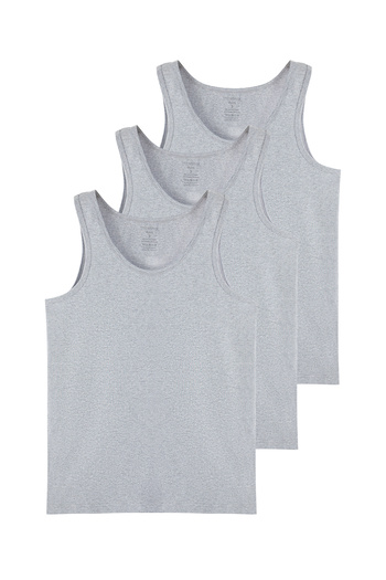 Trendyol Collection Gray U Collar Combed Cotton 3-Piece Cotton Underwear Undershirt