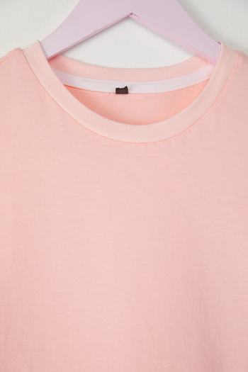 TRENDYOLKIDS Rose Dried-Powder-Ecru 3'Lü Girl 100% Cotton Basic Short Sleeve Knitted T-Shirt Tkdss25Ts00023