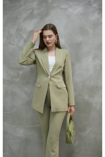 STMT BUTİK Stone Trim Blazer Jacket Pants Set – Stylish Women's Clothing