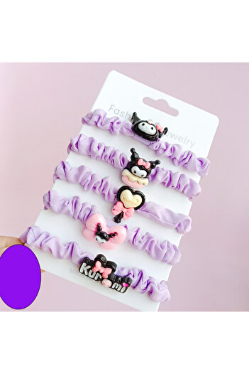 Choice1 1 5PCS Kawaii Cartoon Kids Hair Ring Set Anime Phone Cord Head Rope High Elastic Rubber Band Cute G.