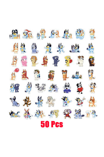 Choice1 50PCS-A 50-100Pcs Bluey Stickers Toy Bingo Creative Cartoon Refrigerator Waterproof Sticker DIY Lugg