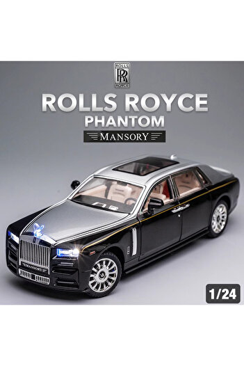 Choice1 Black and Silver 1/24 Rolls Royce Phantom Diecast Toy Cars Model Simulated Pull Back Limousine Zinc