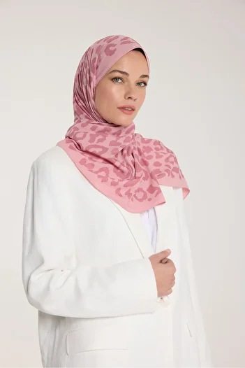 PURESCARFS Pure Tone Shawl - Leopard Pattern - Pink - Dried Rose
