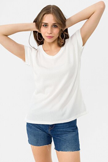 ŞİMAL Women's V-Neck Side Slit Detail Blouse 250031   -
