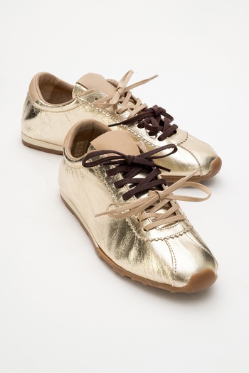 LuviShoes Γυναικεία αθλητικά παπούτσια CREA Gold Γνήσιο Δέρμα