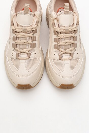 LuviShoes Γυναικεία αθλητικά παπούτσια LETTY Beige Mesh Print