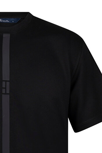 Hatemoğlu Μαύρο T-Shirt Regular Fit Crew Neck Βαμβακερό Basic T-Shirt