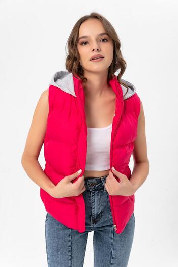 ŞİMAL Women's Combed Cotton Hooded Gel Padding Inflatable Vest235000 -