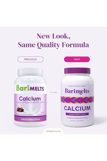 BariMelts Calcium Citrate with D3 & Magnesium - 120 Tablets (1-Month Supply) - Berry Flavor
