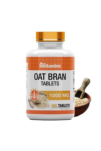 tnvitamins Oat Bran Tablets | 100 x 1,000 MG | Soluble Fiber | Digestive Health Support