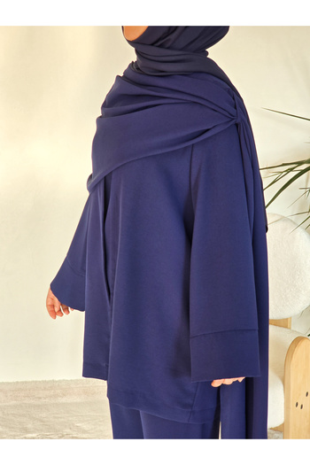 NANTİREA Navy Blue Triple Suit with Collar Detail