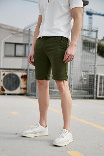 Pobudo Dark Green Color Chino Men's Shorts