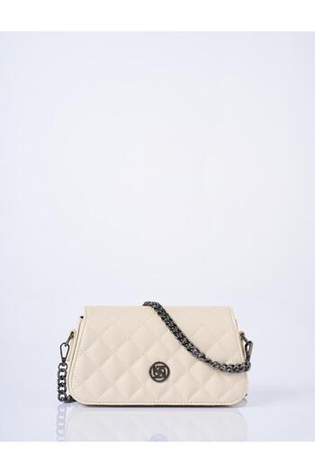 Kayra Diamond Patterned Faux Leather Bag Can Be More Noticeable with Cream