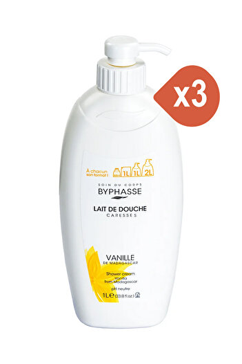 BYPHASSE Cream Shower Gel 1l Vanilla - 3 pieces