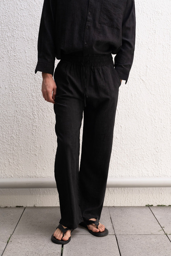 GIESTO Black Pants with Relaxed Cut Effect
