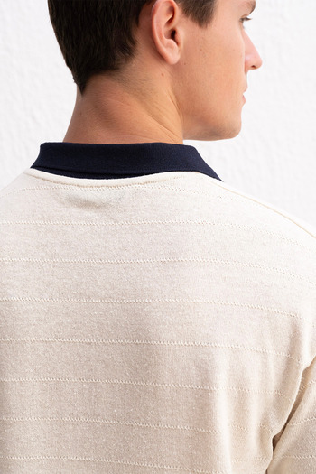 GIESTO Polo Collar Beige T-Shirt