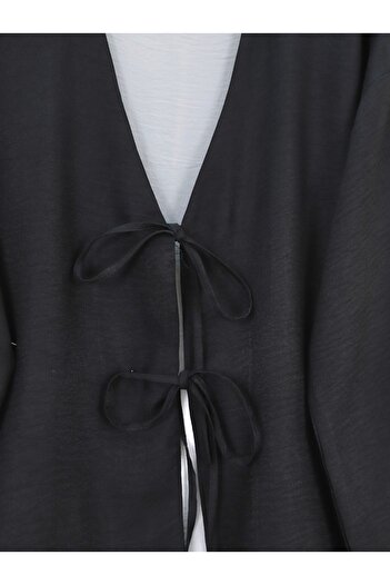 Modamorfo Linen Suit with Lace-Up Front and Elastic Waist Skirt - Black