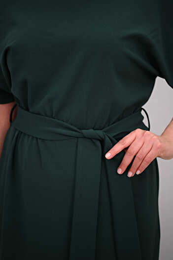 Koza Butik Women's Plus Size Short Sleeve Belted Dress 5297-25