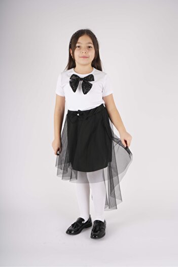 MİNİKO KİDS 23 April 29 October Concept Bow Detail Tulle Detail Tutu Skirt Suit