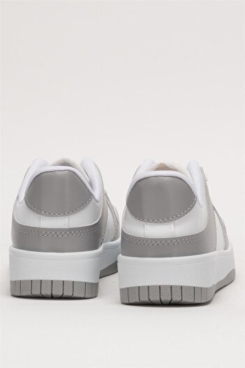 Liger Unisex Bağcıklı Spor Sneaker Ayakkabı BEYAZ - GRİ