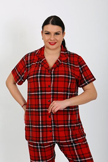 nisaNCa Plus Size Short-Sleeved Milan Shirt Pajamas Set-Young Mother Series
