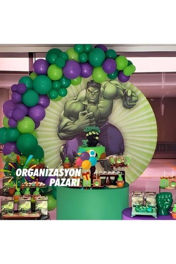 Organizasyon Pazarı Balloon Set Dark Green-Light Green-Purple 60-Piece Balloon Chain Set