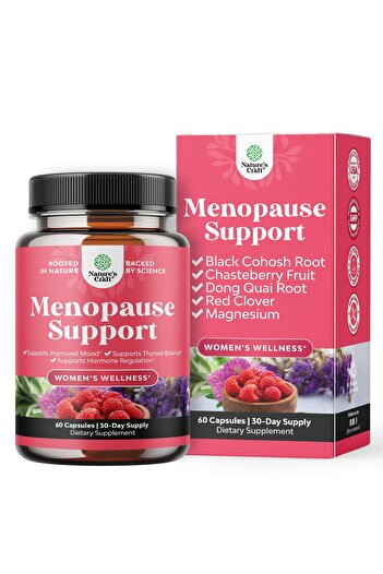 Natures Craft Herbal Menopause Supplement - Hormone Balance for Night Sweats, Hot Flashes & Mood - 60 Capsules