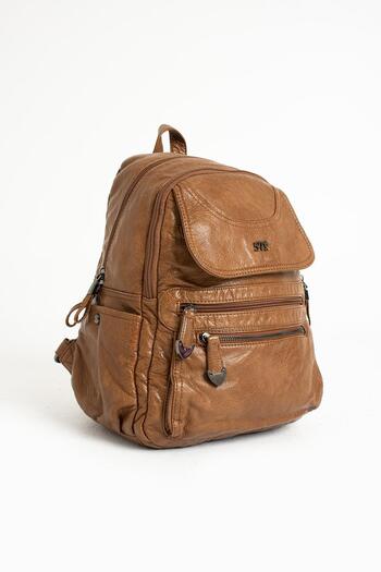571 Collections Çanta Tan Faux Leather Backpack - Model 571-11-12G