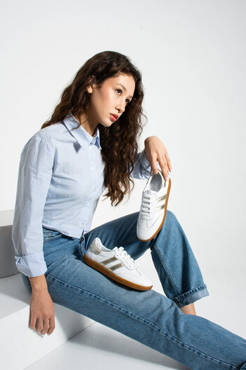 Getcho Faden Pantofi de damă din aur alb, retro, pantofi sport, confortabili, eleganti, model sport, compatibil cu combinați zilnice