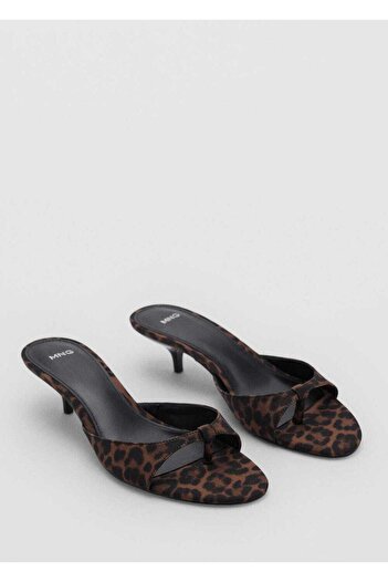 MANGO Woman Animal Patterned Kitten Heeled Sandals