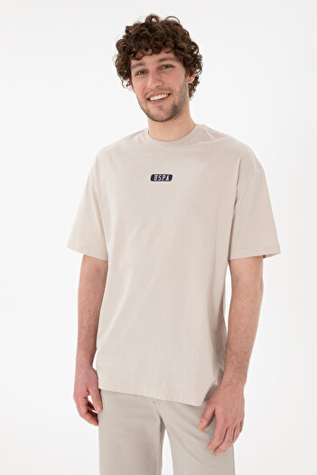 U.S. Polo Assn. Erkek Oversize Fit Bisiklet Yaka Taş Tişört 50305923-VR049