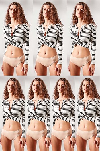 C&City Pack of 7 High Waist Bikini Panties 524 Skin