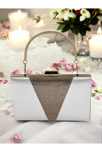 Ahenk Design Rosegold Stone Satin Mother of Pearl Evening Dress Bag Night Engagement Wedding Bag