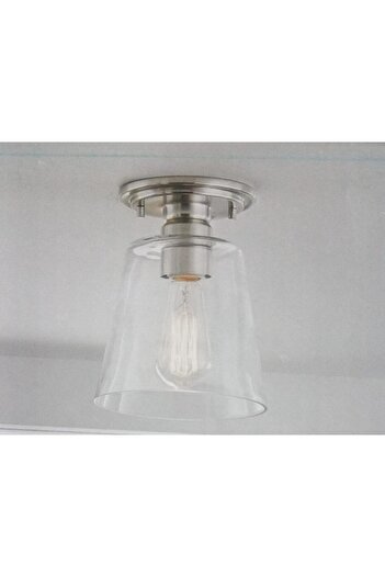 A F N LIGHTING A F N LIGHTINGS Brushed Nickel Flush Mount Ceiling Light, Clear Glass Shade Fixture
