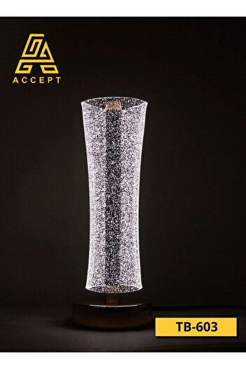 ACCEPT Table lamp with three lights, white, yellow and solar, gold metal base