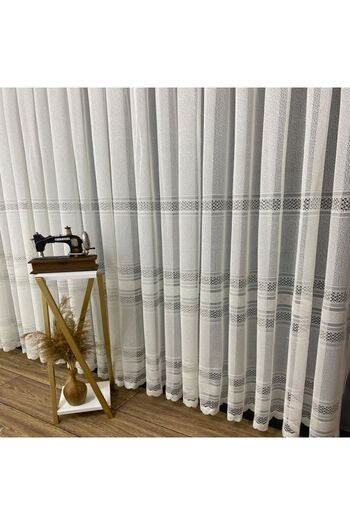 farbateks New Design Paris White 2 Layer Pleated Tulle Curtain - With Intermediate Tape