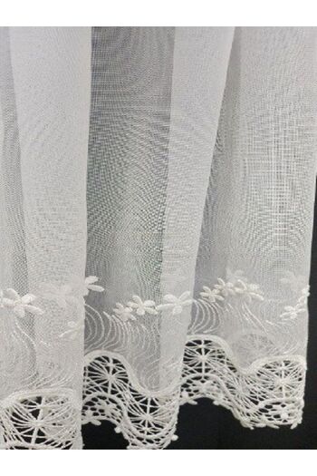 farbateks Skirt Embroidered White Tofinat Model Design Don't Want Ironing 3 Layer Tulle Curtain