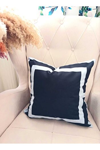 Ardizayn Modern - (Gri - Siyah) Kadife Kumaş 2'li Kırlent Kılıfı (43x43 cm) - Çift Taraflı Baskı