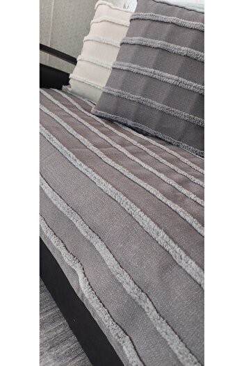 baladı home ev tekstil home collection koltuk örtüsü çizgili kabartmalı tasarım  keten  oturma yeri alanı ölçüm ( 80 X 190 CM ) ( 1 ADET )