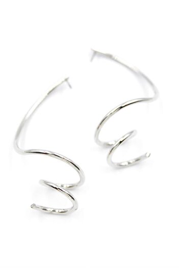 MENESSA Curved Earrings - Silver