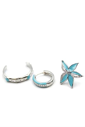 MENESSA 3-Piece Flower Earrings - Silver