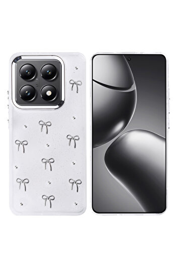 Nezih Case Xiaomi Mi 14t & Mi 14t Pro Case Airbag Design Silvery Transparent Patterned Cover