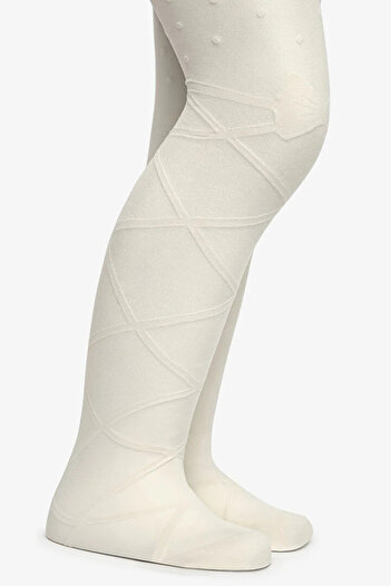 Penti Children's Cross Ballerina Cream Color Patterned Pantyhose